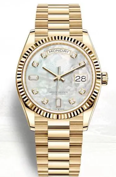 

Classic New Men Daydate Yellow Gold Silver Gradient Blue Green Automatic Mechanical Stainless Steel Sapphire Diamonds Watch