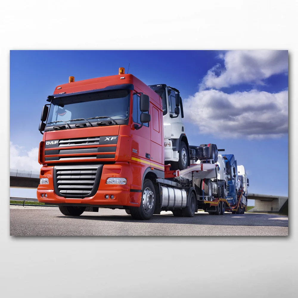 Плакаты и печатные машины большая платформа полу-грузовик красный автомобиль