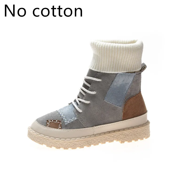 Gray No cotton Лидер продаж; сезон осень-зима; высокие сапоги; женские замшевые парусиновые туфли на плоской подошве; Размеры 35-43; Botas Mujer - Цвет: Gray No cotton