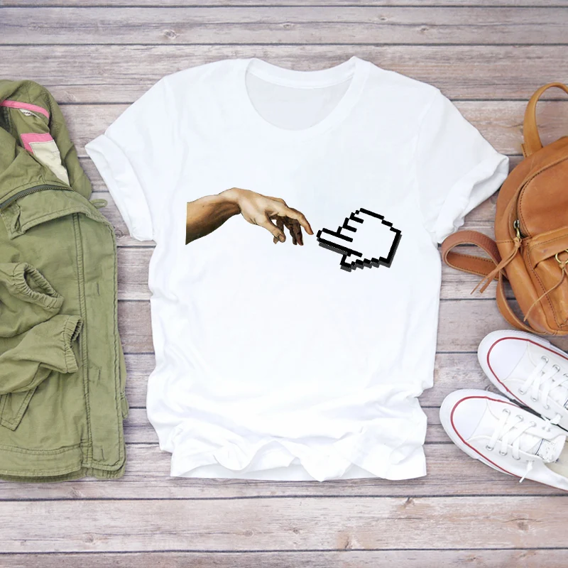 

Women Cartoon Flower Cute 90s Pint Female Ladies Womens Tee T-Shirt Summer Shirt T-shirts Top T Graphic