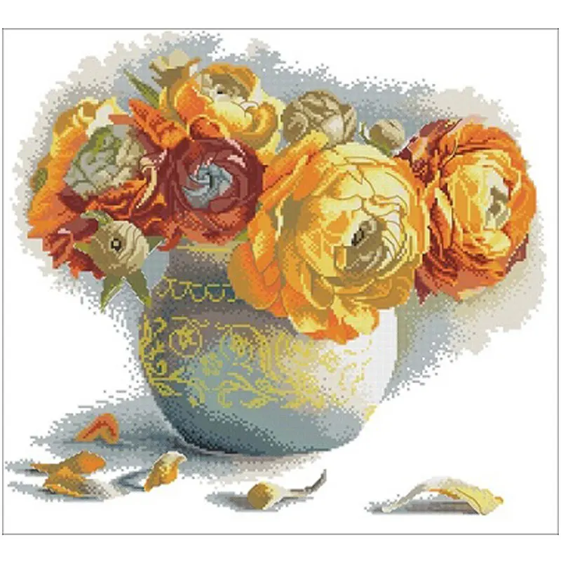 

Petite yellow bottle flower Counted Cross Stitch 11CT 14CT 18CT DIY Cross Stitch Kits Embroidery Needlework Sets home decor