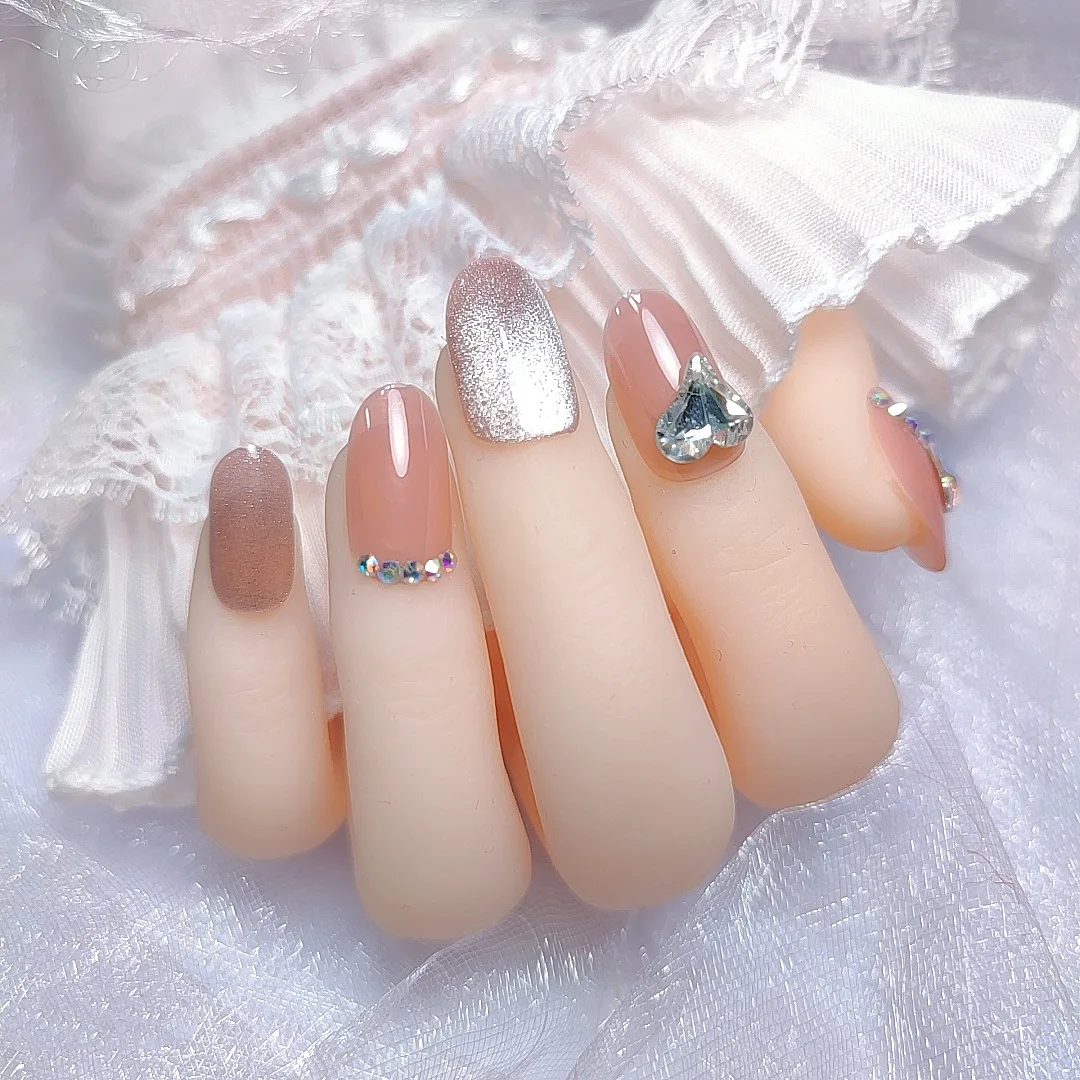 

Fake Nail Patch Long Pointed Head Nails Shiny Nail Art Finished Nail Piece 24PCS Glue Type Best Gifts SANA889