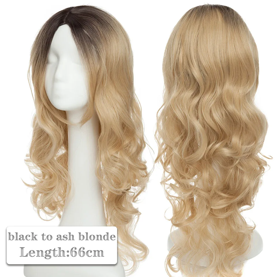 black to ash blonde SNOILITE 80 см Длинные Синтетические волосы Аниме парик для женщин термостойкие волокна шиньон Розовый Красный Фиолетовый Прямые Вечерние парики для косплея - Цвет: black to ash blonde