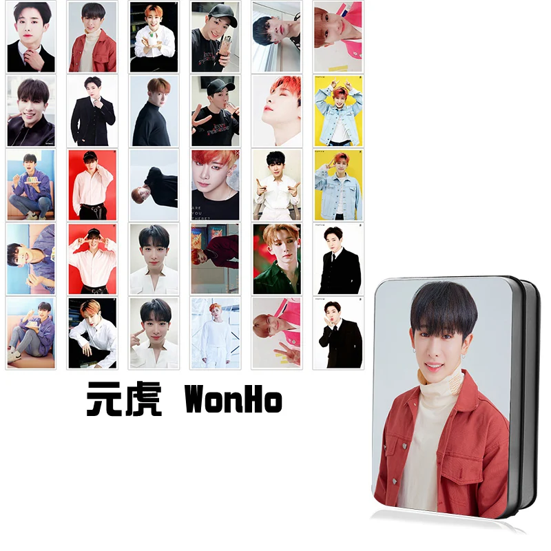 Kpop MONSTA X Shownu Won Ho Kihyun I.M Minhyuk фотография Поляроида Lomo карты Мода MONSTA X вентиляторы подарки металлический ящик 30 шт. карты