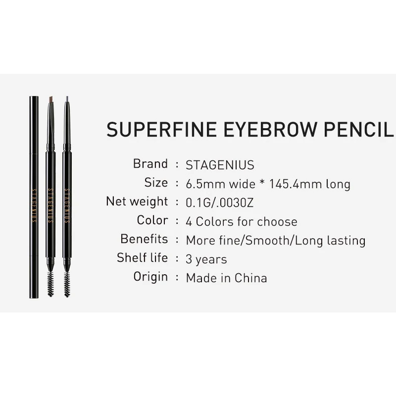 Супертонкий карандаш для бровей с круглой и треугольной головкой устойчив к поту
