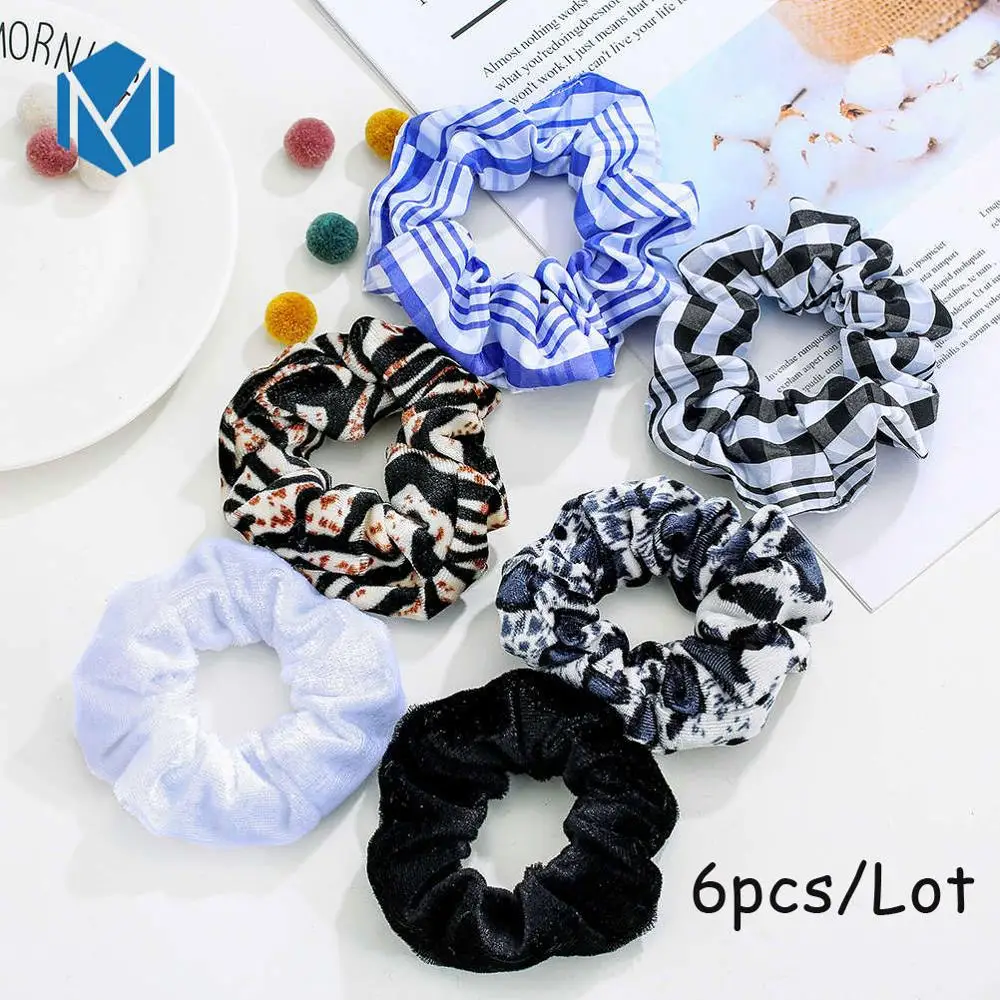 6PCS-G M MISM 11 шт. винтажные леопардовые бархатные резинки для волос для женщин и девочек, шелковые эластичные полосы обруча для волос, набор модных аксессуаров для волос - Цвет: 6PCS-G