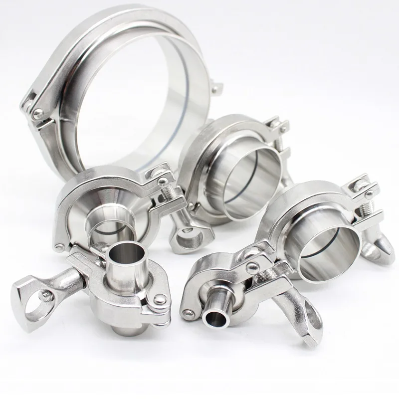 12.7mm-108mm(3/4”-4.25”)Sanitary  Weld Ferrule + Tri Clamp + Silicon Gasket Union Set SS304 Stainless Steel For Homebrew