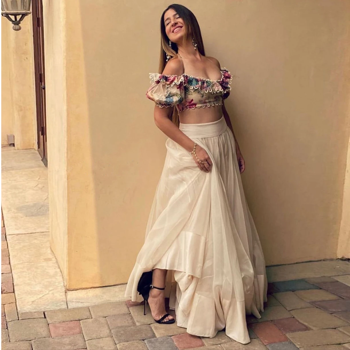 

Simple Elegant And Plain Long Satin Skirt With Ruffle Classic Floor Length High Street A-Line Layered Long Skirts Custom Made