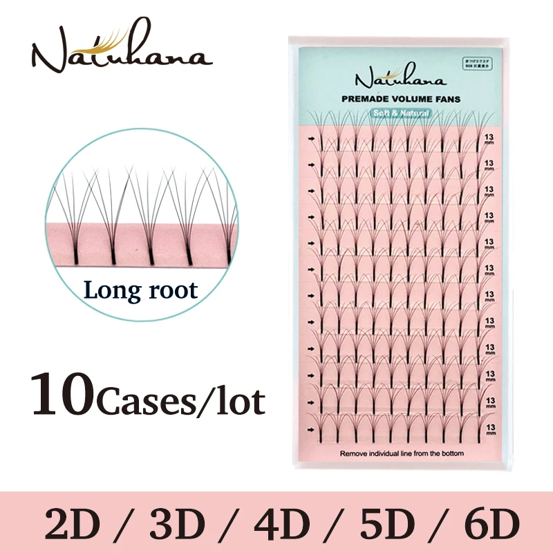 NATUHANA 10 чехлов/партия 2D 3D 4D 5D 6D Длинные Накладные ресницы готовые русские объемные