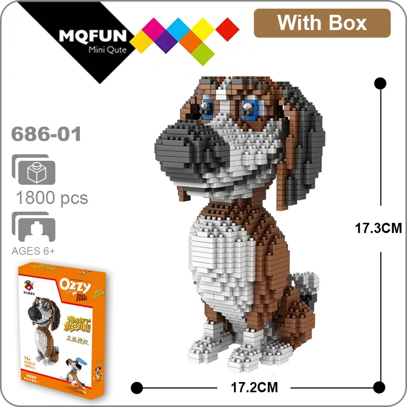 PZX милые Мультяшные мини блоки собака аниме строительные игрушки животные