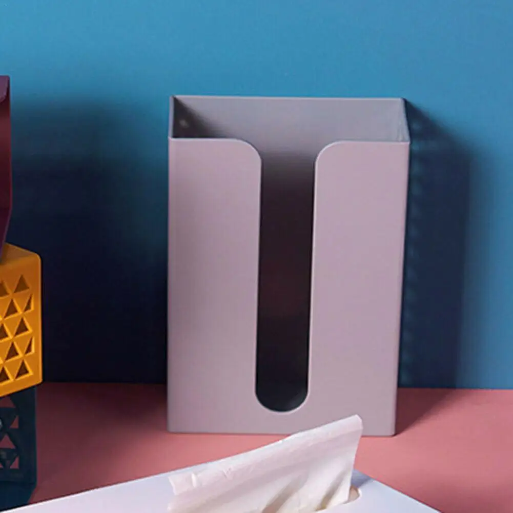 

Plastic Tissue Box Self Adhesive Wall Mounted Hollow Container Living Storage Tissue Home Tissue Rack Room Box Bathroom I1V8