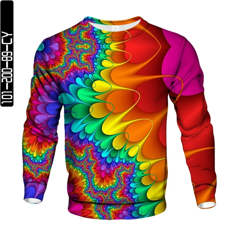 

Graffiti oil painting 3D printing autumn new men's round neck long-sleeved sweater sweatshirt casual fashion trend street style
