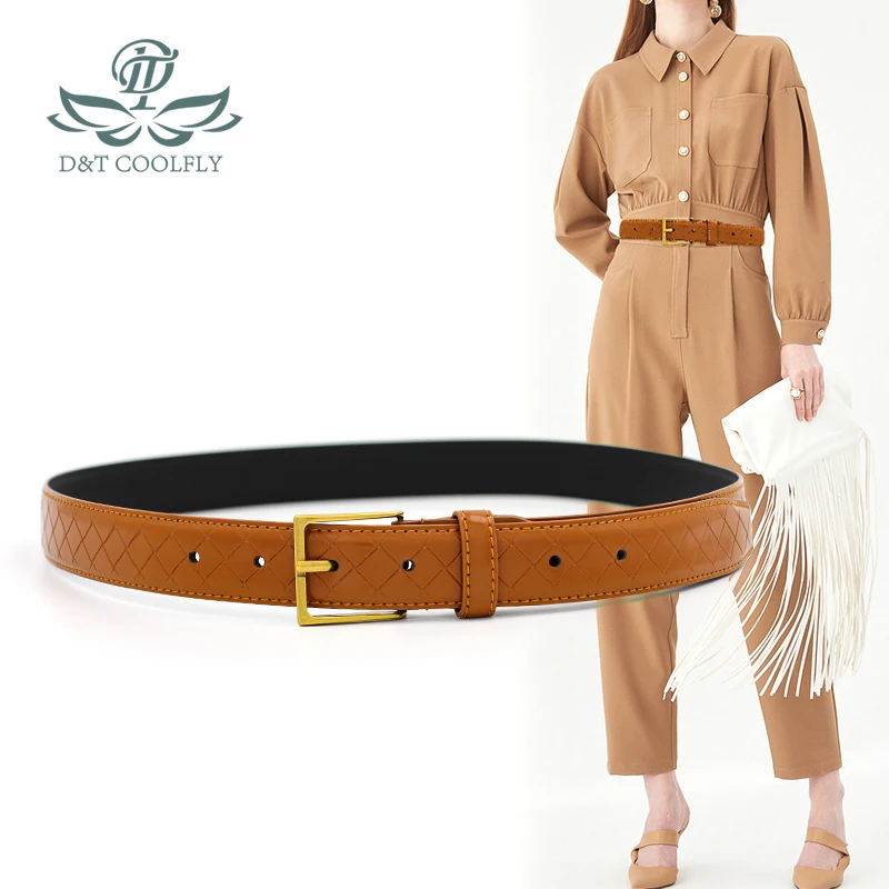 ZLY 2021 New Fashion Cowskin Leather Belt Women Men Slender Type Metal Pin Buckle Brown Color Formal Casual Style Luxury Belt