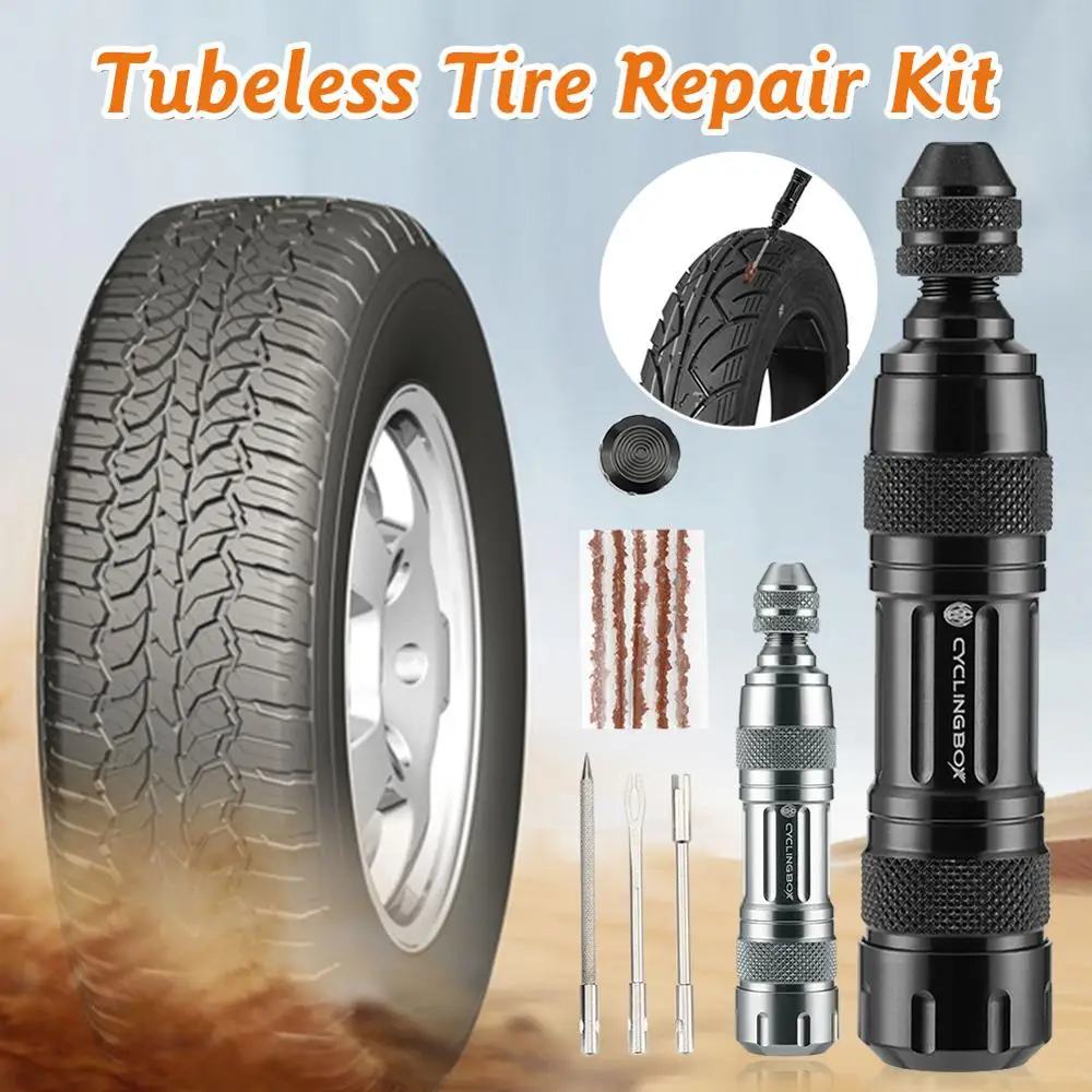 

Professional Tubeless Tire Repair Kit for MTB Road Bikes Tire Punctures with File Clamp Deflator 5 Bacon Strips