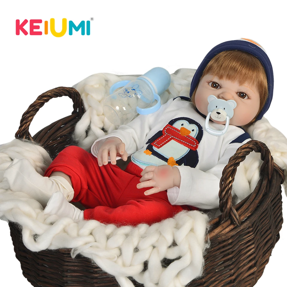 KEIUMI 23 дюйма Кукла Новорожденный мальчик реалистичные полностью виниловые тела