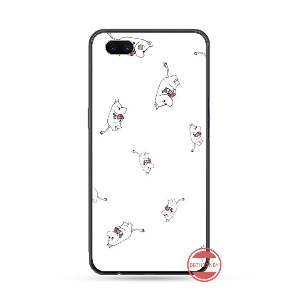 Чехол для телефона Art Cartoon Hippo moomin милый мягкий черный чехол OPPO R9 R11 R15 R17 RENO Realme S PLUS