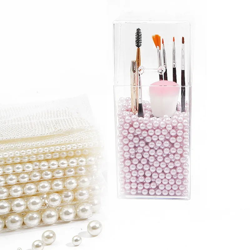 Бусины акриловые круглые без отверстий бежевый пластиковый бисер с имитацией