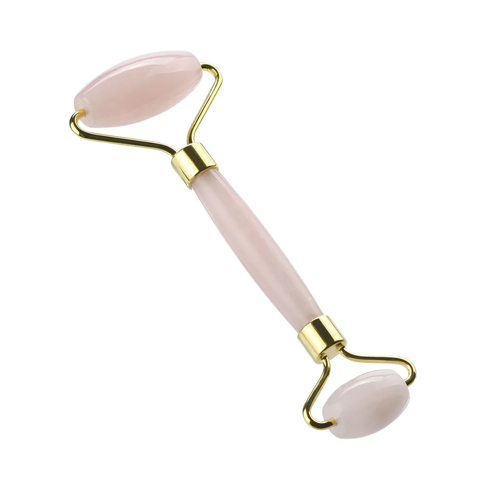 Роллер для массажа лица из розового кварца роликовый лицевой массажный ролик с