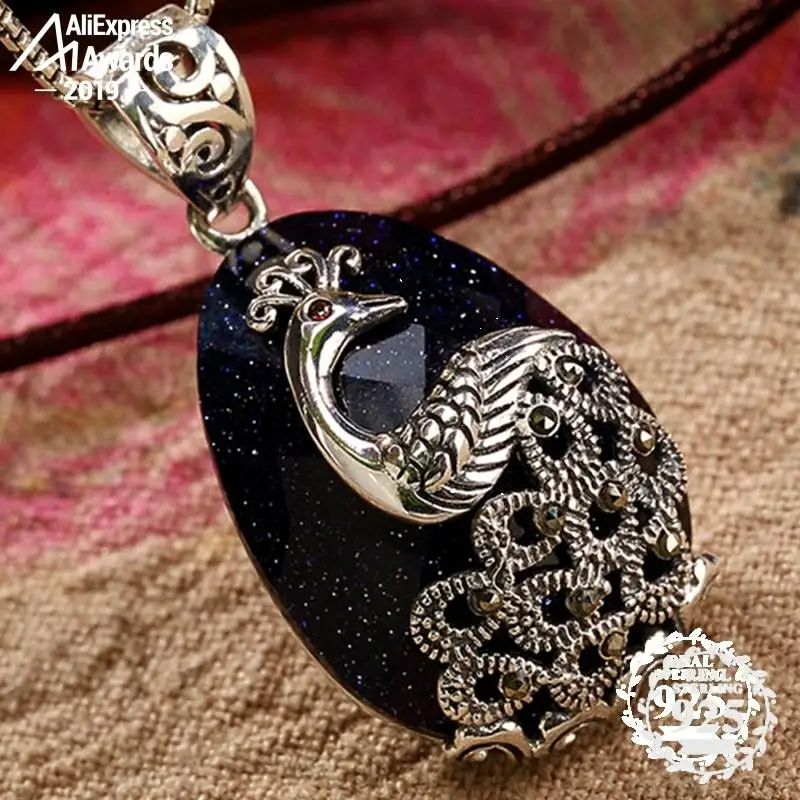 Не поддельные Польша S925 прекрасный антикварный магазин сапфировый кулон для