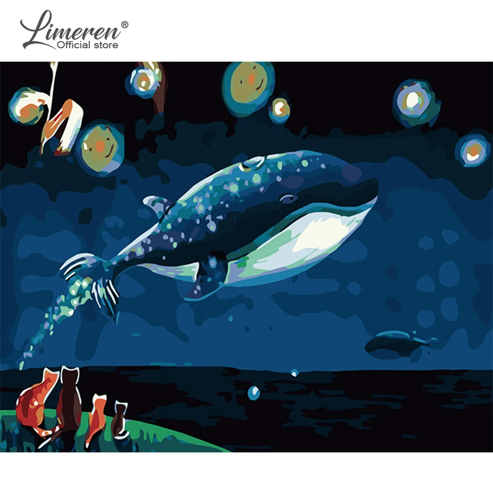 DIY рамка для рисования по номерам набор животных мультяшная Краска на холсте