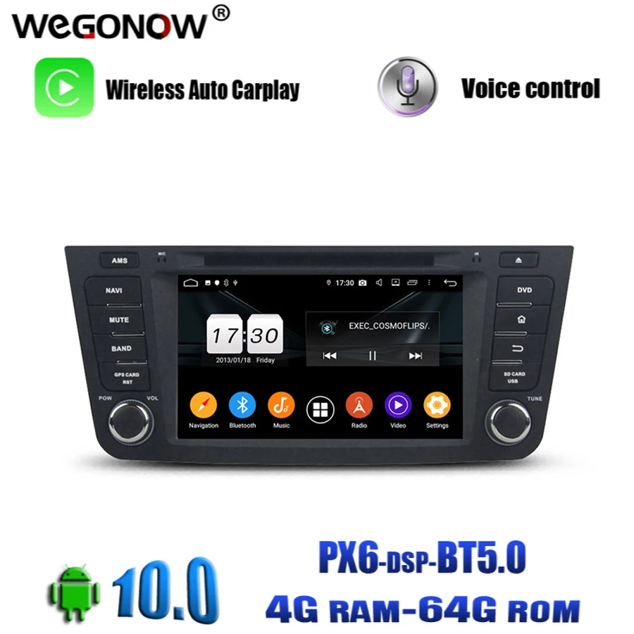 Автомобильный DVD плеер PX6 DSP IPS Android 10 0 4 Гб ОЗУ 64 8 ядер GPS навигация карта RDS радио wifi