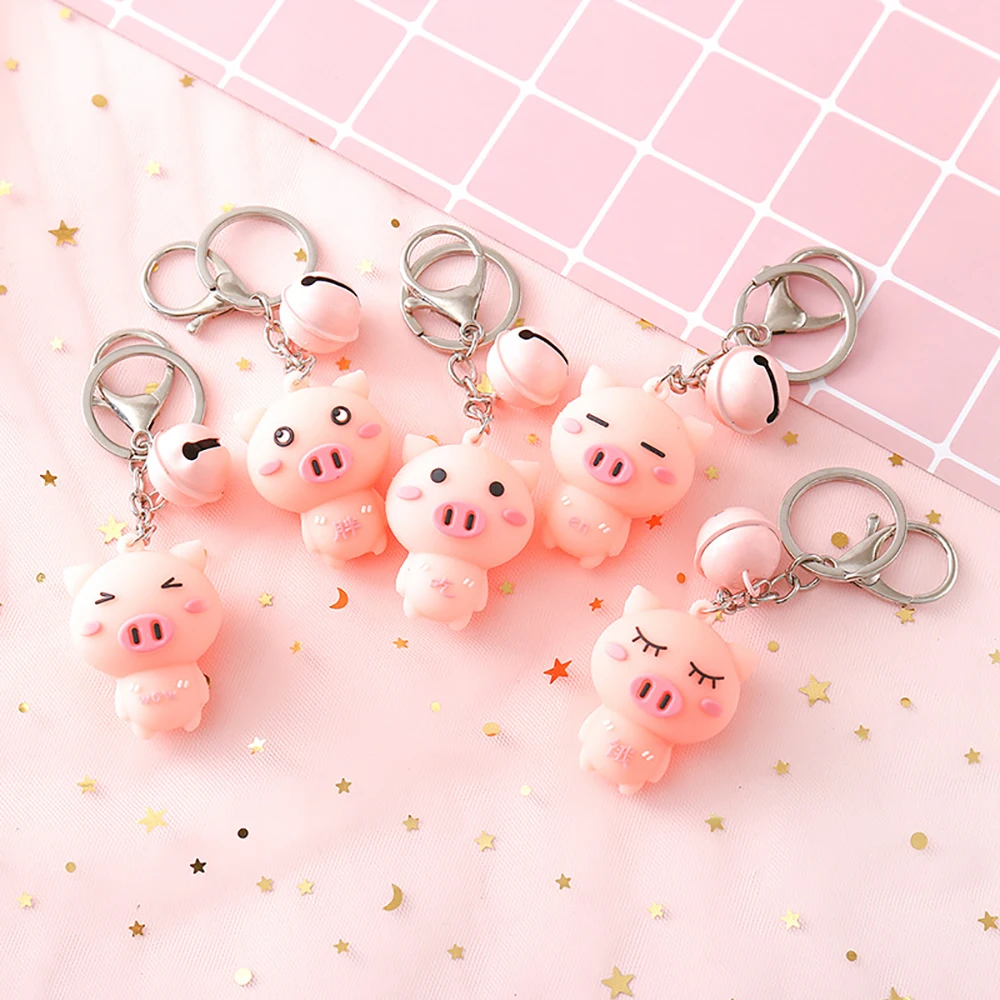 Милый розовый женский брелок для ключей с маленьким колокольчиком и