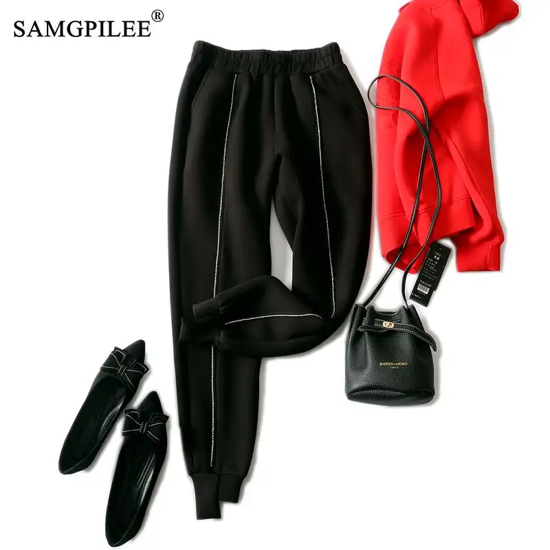 

Женские зимние брюки до щиколотки, Повседневные вязаные однотонные брюки-карандаш с эластичным поясом и высокой плиссировкой, размеры до 4XL...