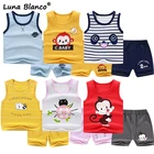 Летняя Детская Пижама без рукавов, с круглым вырезом