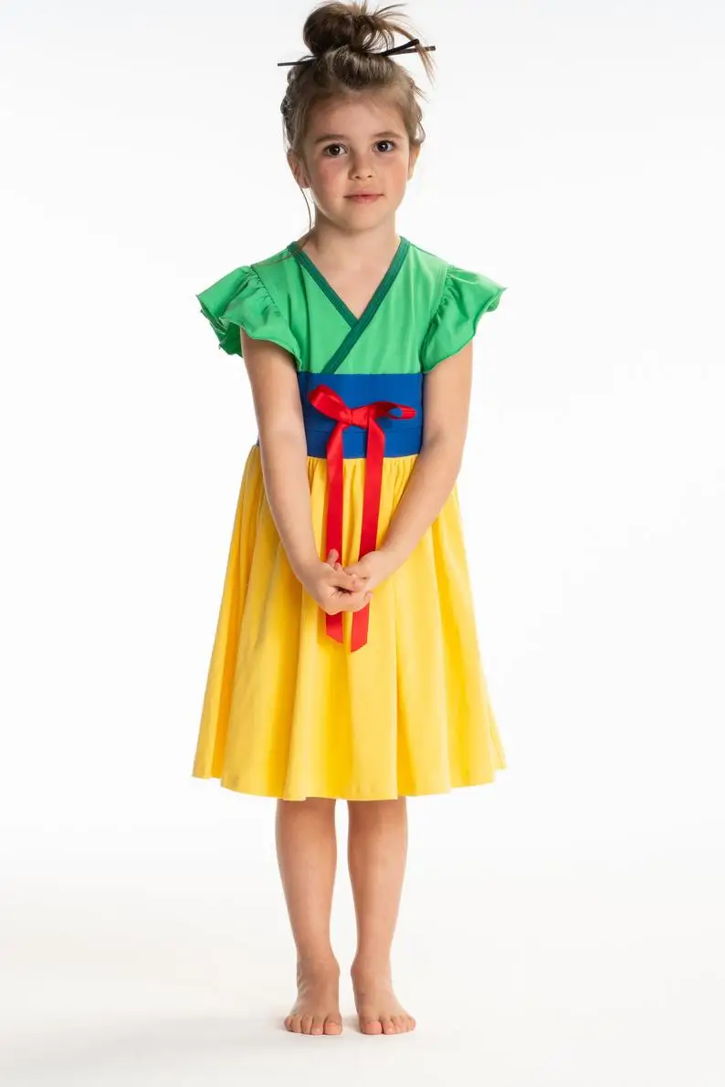 Мулан костюм платье принцессы Twirl Хлопковое Twirly мир косплей | Детская одежда и