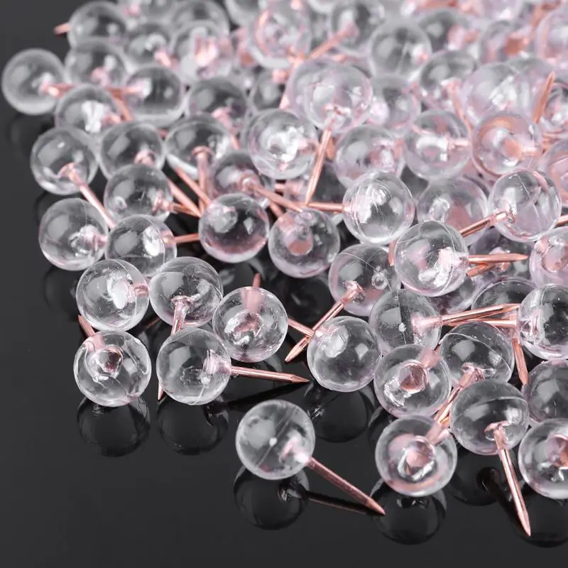 

200 Pack Push Pins Rose Gold Map Tacks Large Size Pins Rose Gold Steel Point 1XCE
