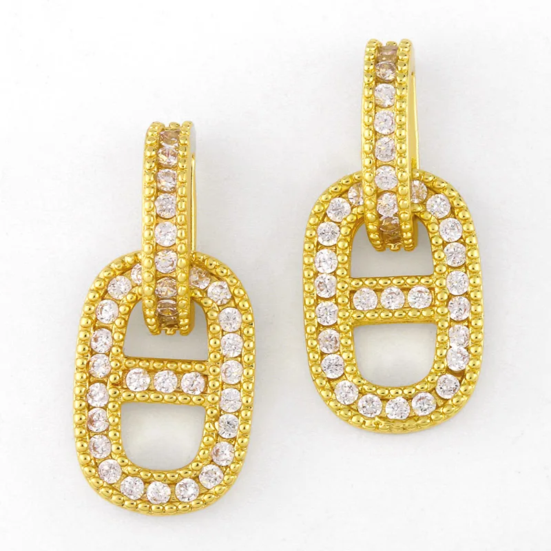 Фото FLOLA геометрический Малый овальные серьги-капли для Для женщин с каменные золотые
