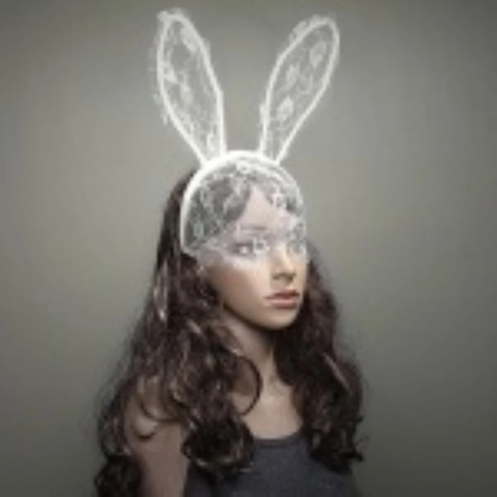 Женские заячьи кроличьи уши кружевная сетчатая вуаль маскарадный декор повязка