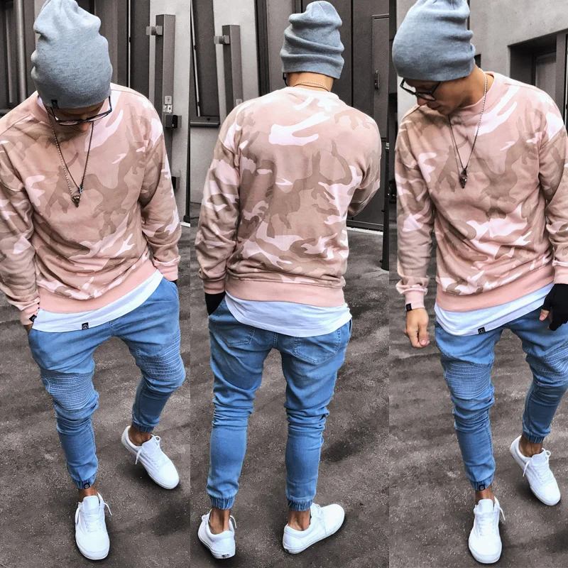 

SHZQ Fashion Hot Sell Men's Stretchy Ripped Skinny Biker Jeans Destroyed Slim Fit Denim Harem Pants Men Jogger Clothes