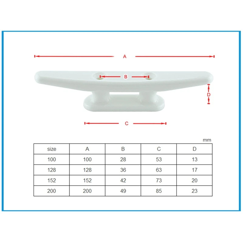 

2pcs Nylon Plastic Low Flat Cleat Open Base Cleat Marine Boat Yacht Deck Line Rope Tie Boat Hardware Accessories