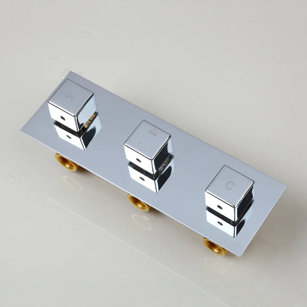 KEMAIDI роскошный настенный квадратный стиль латунный душевой набор с водопадом