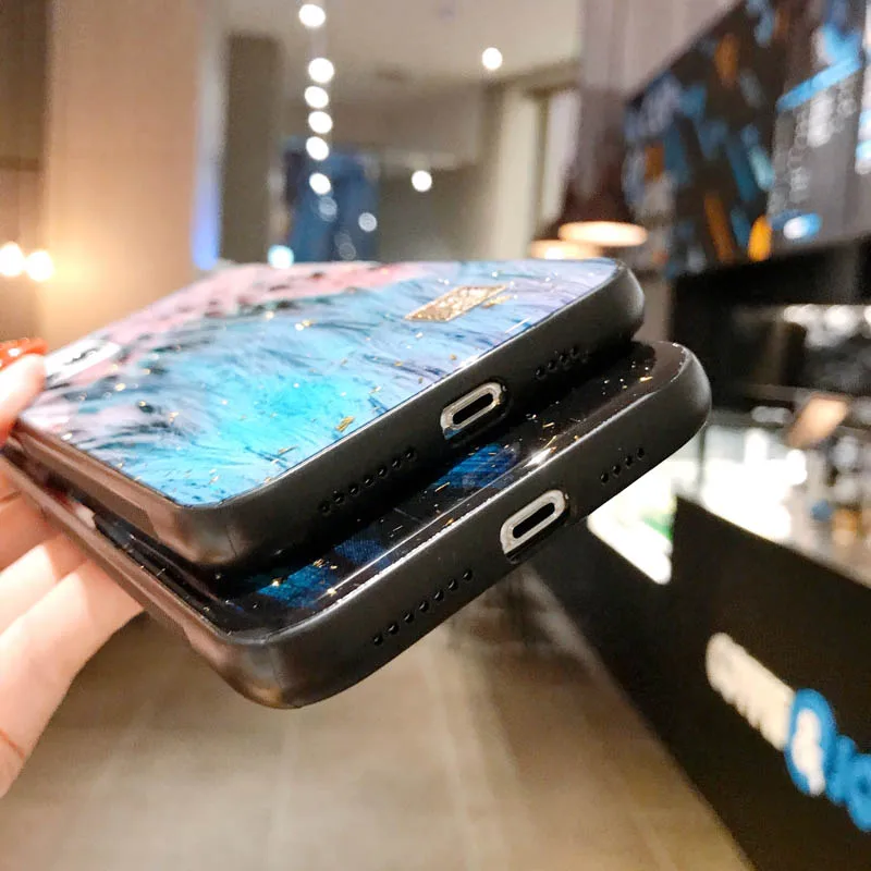 

Marble Gold Foil Phone Cases For IPhone 12 11 Pro Max XR X 8 7 6 Plus Glitter Soft Silicone Cover For IPhone XS Max SE 2020 Capa