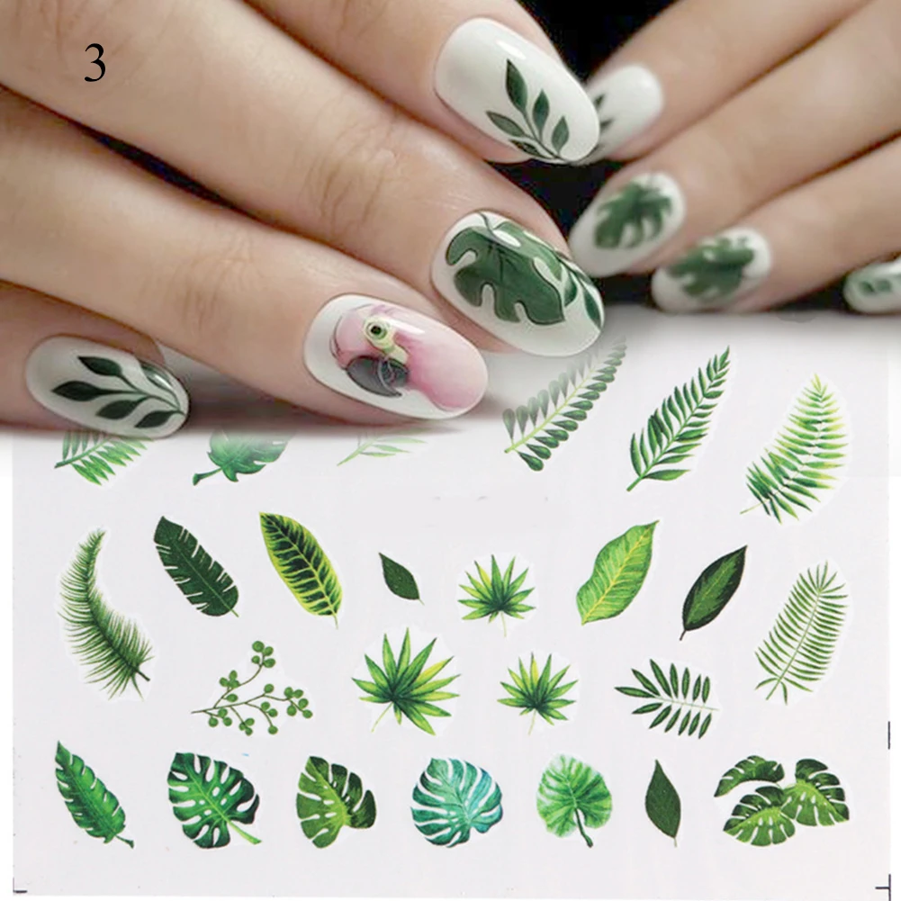 

1 Sheet Colorful Flower Leaf Pattern Nail Art Stickers Slider Transfer Nail Stickers Decal Summer DIY Manicure Nail Decoration