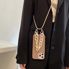 Стильный чехол с ремешком через плечо для iPhone 13 11 12 Pro Max Mini XR X XS 7 8 Plus, мраморный акриловый мягкий чехол из ТПУ с цепочкой на руку и запястье