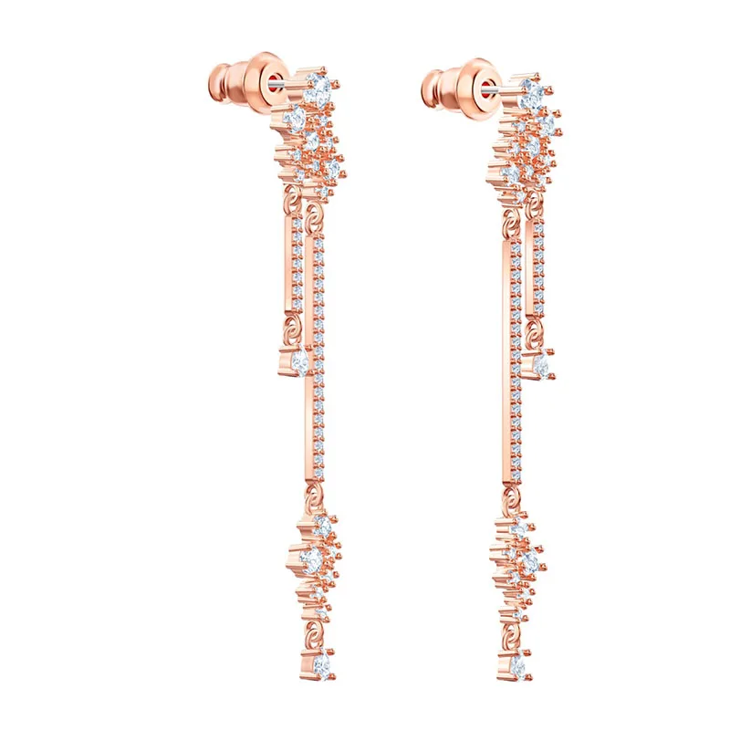 

SWA New Exquisite Rose Gold Crystal Glamorous Pierced Earrings Elegant Temperament Women Wedding Fashion Jewelry