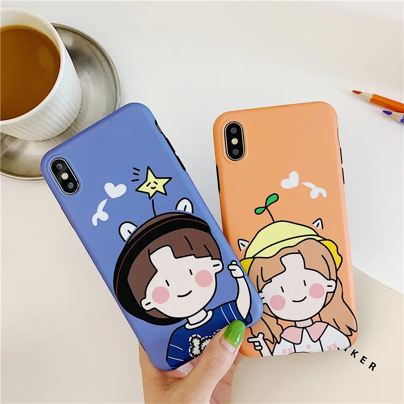 JAMULAR мультфильм мальчик девушка пара чехол для iPhone 6 6s XS MAX XR X 7 8 Plus Мягкий IMD