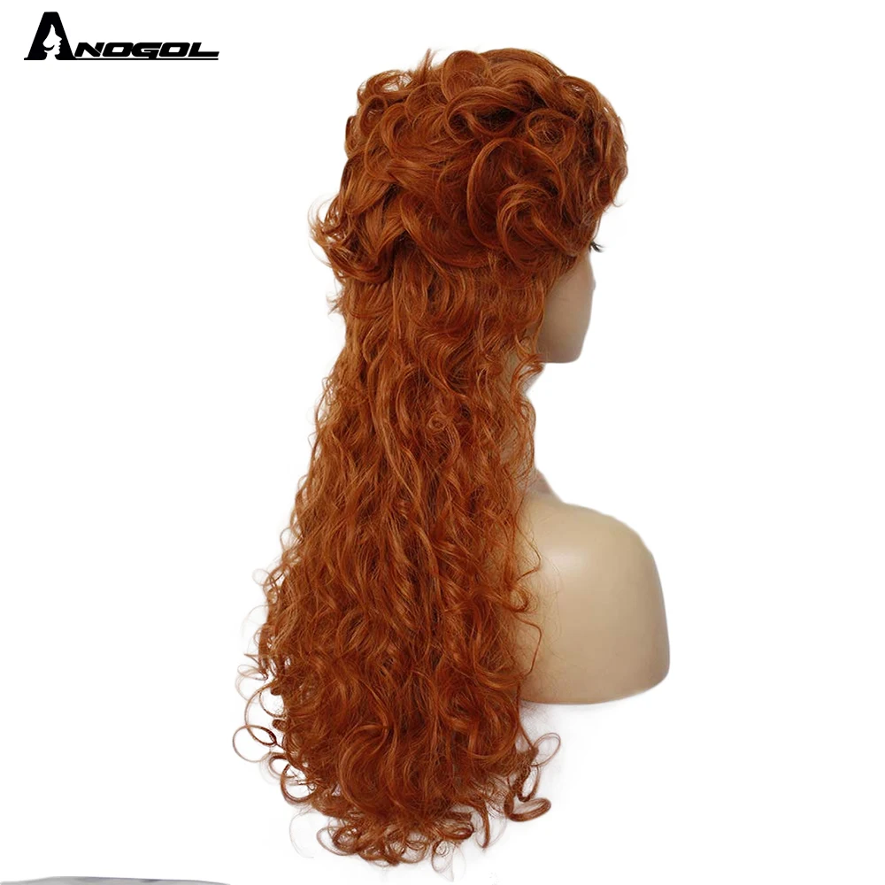 anogol animethe nutcracker and the four realms clara queen ginger wig long kinky curly orange synthetic cosplay party wig free global shipping