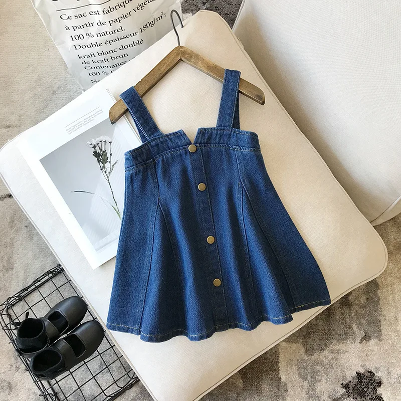 jeans overall Осенний комплект одежды для маленьких девочек; клетчатая юбка; модные детские шорты с эластичной резинкой на талии; комплект одежды; детские юбки для девочек; bebes От 2 до 7 лет - Цвет: jeans overall