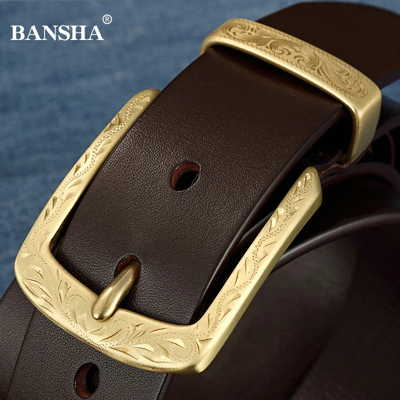 Ремень мужской из натуральной воловьей кожи Модный повседневный однотонный