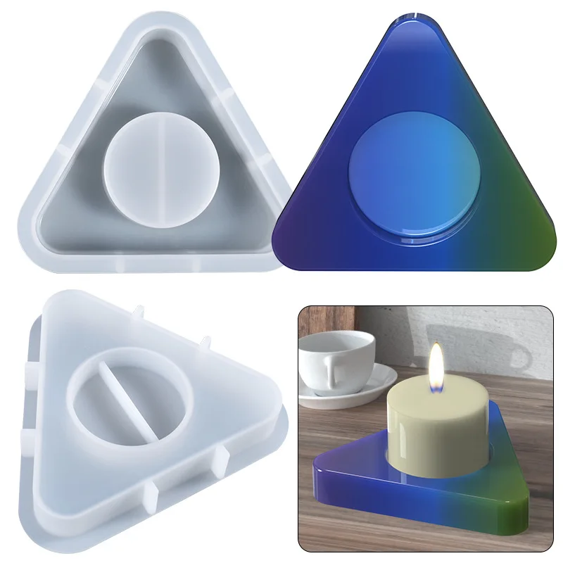 

Diy Crystal Drip Mold Triangle Candlestick Mold Silicone Resin Mold for Soap Storage Box Candle Holder Moulds Home Decorations