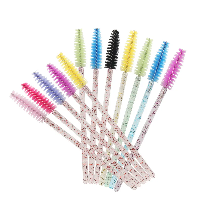 

50Pcs/Pack Cosmetic Crystal Handle Eyelash Brush Comb Eyebrow Make Up Brushes Mascara Wands Eyelash Extension Tools