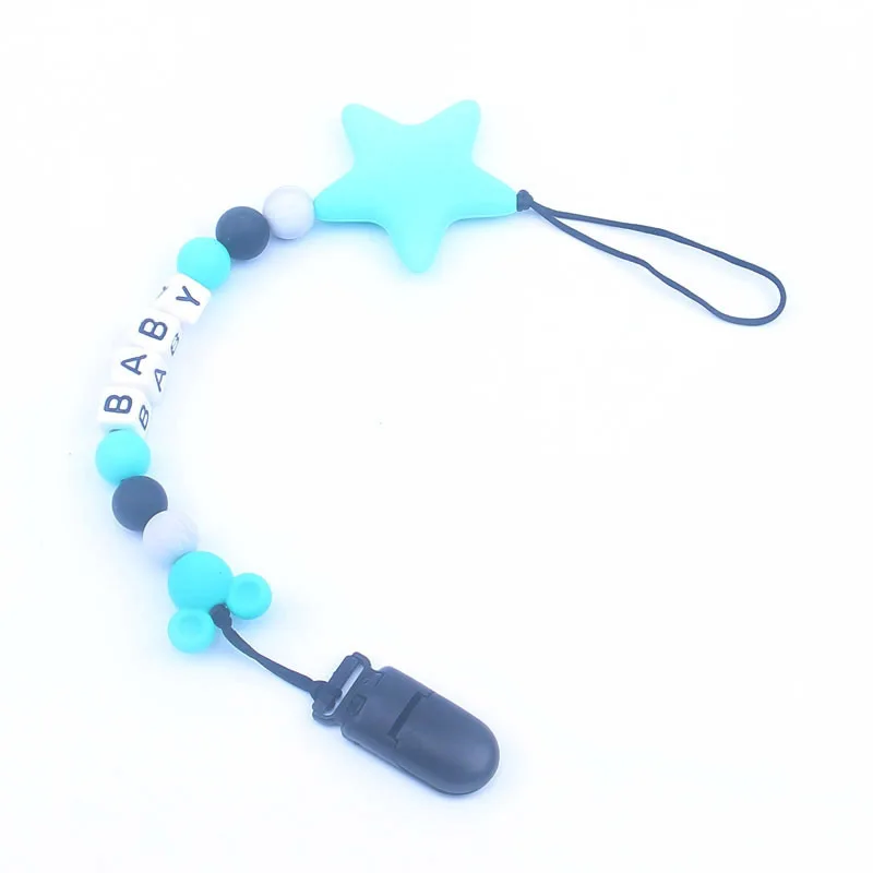 Cadena de chupete para beb&eacute;, soporte de cuentas de silicona para chupete, Clips bonitos para chupete, cadenas para chupete para morder, BPA, 1 ud.-2