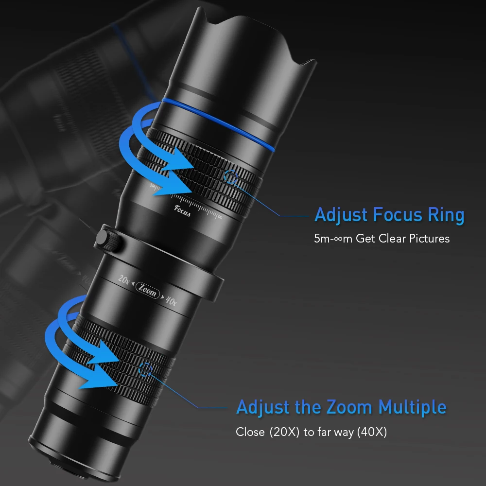 APEXEL HD Metal 20-40x zoom telescope telephoto lens monocular phone camera lens+ mini tripod for Samsung iPhone all Smartphones