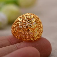 new ethiopian olive leaf ring for womengirls gold color charm party jewelry african arab items