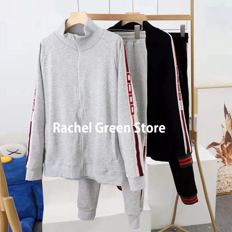 

2 piece set women luxury design fall clothes two piece outfits for women sweatpant and branded logoed letter jacquard sweatshirt