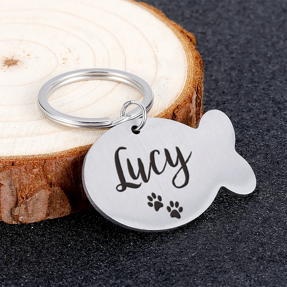 

Custom Dog Tag Engraved Pet Dog Collar Accessories Personalized Cat Puppy ID Tag Stainless Steel Paw Name Tags Pendant Anti-lost
